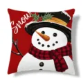 Funda de cojin muneco de nieve navidad detalle sombrero copa y bufanda cuadros rojos. - 45x45cm / Funda de Cojín de Piel de Melocotón de Lado Único