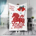Manta de franela caballo rojo 2026 año nuevo manta suave sofá cama decoración hogar - Estilo Uno (ZM20251010-1) / 70x100cm (230g/m² Franela)