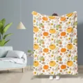 Scena di coperta in morbida flanella con motivo di zucca autunnale stampata in dettaglio. - ZM20251015-2 / Coperta in flanella con stampa su un lato, 100x150 cm (350 g)