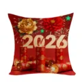 2026 Neujahr roter Kissenbezug festliche Böller Blumen Design Dekoration für Sofa Zuhause - Stil 5