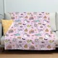 Cute Halloween ghost pattern throw blanket for sofa, cozy pink fleece blanket for home bed. - ZM20250815-3 / 100x150 (230g/m² Flannel)