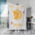 Acogedora manta de forro polar de franela de Año Nuevo con motivo de caballo festivo. - 70x100 (230g/㎡ Franela) / Estilo 4