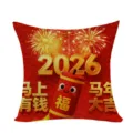 2026 Chinesisches Neujahr roter Kissenbezug, festliche Feuerwerk Kissenhülle für Sofa. - Stil 4
