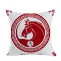 Primo piano della federa decorativa con un motivo rosso dell'anno del cavallo cinese. - Fodera per Cuscino Pelle di Pesca 45x45cm / modello 3