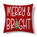Funda de cojín decorativa navideña vista de detalle, cojín rojo festivo para sofá. - Funda de Almohada de Piel de Melocotón de una Sola Cara (Sin Núcleo) / 45x45cm / ZB20250809-1