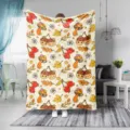 Soft flannel blanket with cute autumn mushroom and acorn pattern for cozy warm sofa. - 100x150 (230g/m² Flannel) / ZM20250815A-3