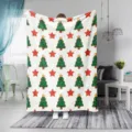 Cozy Christmas tree pattern flannel throw blanket for office nap, kids room, and travel - Christmas Red Star