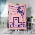 2026 Año Nuevo Chino manta de franela suave manta para sofá sala de estar cálida - Estilo Año del Caballo Rosa (ZM20251010-2) / 70x100cm (230g/m² Franela)