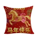 Roter 2026 chinesisches Neujahr Pferd Kissenbezug festlich Sofa Zierkissen Buero Nickerchen - Stil 2 / Pfirsichhaut Samt Kissenbezug 45x45cm