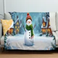 Weihnachten Schneemann Flanell Decke Weiche Warme Kuscheldecke fuer Sofa Bett Winter - ZM20250829-9