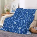 Blue Christmas fleece blanket with white snowflakes trees stars cozy holiday sofa throw decor - ZM20250827-7