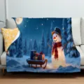 Weihnachtlicher Schneemann Flanell Decke kuschelweiche Kuscheldecke Sofa Bett Winter Warm - ZM20250829-7