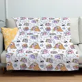 Close-up detail of Halloween cute ghost pattern throw blanket draped softly on a modern sofa. - ZM20250815-1 / 100x150 (230g/m² Flannel)