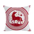 Chinese New Year throw pillow cover festive red horse design decorative cushion case 45x45 - Hui-pattern Horse Style 4