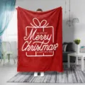 Detailed view of soft red fleece Christmas blanket with white holiday graphics for cozy home decor. - 80x120cm / Style 3
