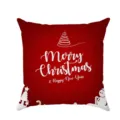 Christmas throw pillow cover detail, red festive design with white tree and snowman graphics. - ZB20250820-5