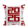 Chinese New Year 2026 throw pillow case red white festive cushion cover for home sofa decor - Geometric Horse Style 5