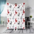 Christmas flannel blanket red grey reindeer snowflake pattern warm cozy soft throw blanket for bed - Deer Snowflake White / 80x120cm (260g/m²)