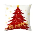 Close-up detail of Christmas throw pillow cover featuring golden snowflakes and tree design. - 45x45cm / Peach Skin