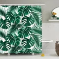 Tropical plant waterproof shower curtain with monstera leaves pattern for bathroom decor. - YL-9-5
