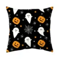 Halloween Kissenbezug mit niedlichem Geist Kürbis Spinnen Muster, perfekte Heimdeko für Gruselsaison. - Pfirsichhaut Stil 4 / 45x45cm