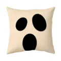 Détail de housse de coussin imprimé fantôme d'Halloween, design minimaliste beige. - Housse de Coussin Peau de Pêche Unilatérale ; Sans Noyau ; 45x45cm / BZ267011-1
