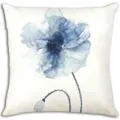 Funda de cojin cuadrada con diseño floral de acuarela azul para decoracion de sofa y cama - Terciopelo Piel de Melocotón 45x45cm / BZ72026-2