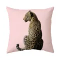 Pink leopard print decorative pillow cover for sofa and home bedroom interior detail. - 45x45cm / Sitting Leopard