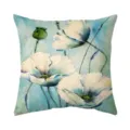 Retro oil painting blue floral sofa cushion cover, elegant decorative pillow for home. - Style 2 (ZB712026-2) / Single-Sided Peach Skin Pillowcase; No Insert; 45*45cm