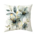 Watercolor blue flower throw pillow cover with elegant gold foil accents for home decor. - Peach Skin Pillow Cover / 45x45cm / Style 3