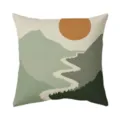 Housse de coussin design paysage abstrait vert Morandi style nordique minimaliste déco - Motif 3 (ZB2026718-3) / Velours Peau de Pêche 45x45cm