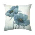 Vista dettagliata della federa per cuscino con fiori blu in stile pittura a olio. - Stile 4 (ZB712026-4)