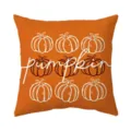 Pumpkin pattern detail view of the autumn throw pillow cover, vibrant orange fabric design. - BZ2026709-3 / Short Plush Cushion Cover (Without Core) 45*45cm