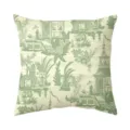 Green Chinese garden botanical print throw pillow cover decorative square cushion case - BZ2026704-6 / Single-Sided Fine Linen Pillowcase; No Insert; 35x35cm