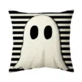 Funda de cojín decorativa de Halloween con diseño de fantasma y rayas blancas y negras. - BZ267011-4