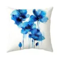 Blue watercolor floral throw pillow cover detail, elegant botanical cushion case design. - Style 5