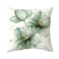 Detailed view of the watercolor teal floral cushion cover with elegant gold accent details. - Pattern 8