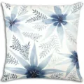 Primer plano del hermoso detalle del estampado floral acuarela azul en la tela del cojín. - BZ72026-16