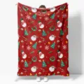 Christmas red flannel blanket for home sofa nap, festive holiday gift cozy throw blanket. - MT06018-6