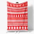 Red Christmas flannel blanket, holiday throw blanket for sofa, cozy winter home textile. - MT06018-11
