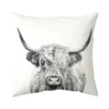 Noordse stijl Highland koe kussensloop, realistische zwart-witte dierlijke kussenhoes top. - Enkelzijdige Linnen Kussensloop 35x35cm / Stijl 2