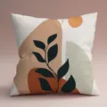 Vue de détail de la housse de coussin moderne abstraite à feuilles géométriques Morandi, chic. - Style 4