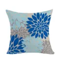 Blue dahlia print throw pillow cover detail, modern bohemian decorative cushion case. - Single-Sided Pillow Cover (Without Core) / 45x45cm / Blue-Gray Abstract (No.3)