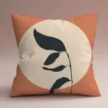 Vue détaillée de la housse de coussin style Morandi avec un motif de feuille verte abstraite. - Style 10