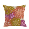 Detail view of the bohemian style dahlia abstract floral pattern printed cushion cover close up - Double-Sided Pillow Cover (Without Core) / 45x45cm / Olive Pink Purple (No.5)
