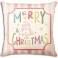 Rosa Weihnachtsbaum Kissenbezug niedlicher Feiertag Deko Kissenbezug fuer Sofa Zimmer - Einseitiger Pfirsichhaut-Kissenbezug; Ohne Kern; 45x45cm / BZ26728-2
