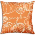 Dettaglio federa cuscino stampa zucca autunnale, accogliente decorazione divano arancione. - Fodera per Cuscino in Pelle di Pesca di Poliestere Monolaterale (Senza Imbottitura) 45x45cm / BZ268067-3