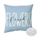 Noordelijke blauwe waterdichte kussensloop met stijlvol typografie tekstontwerp voor de bank. - 120g Enkelzijdige Print / FLOWERS Letter