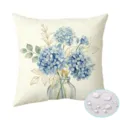 Détail en gros plan de la housse de coussin imperméable avec hortensia bleu aquarelle. - Vase Hortensia