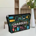 Black canvas zipper storage bag for digital cables, portable charger organizer pouch. - ZYHZB8133-19